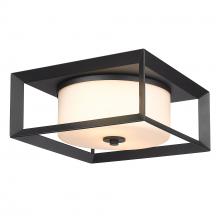  2073-OFM NB-OP - Smyth Outdoor Flush Mount in Natural Black with Opal Glass